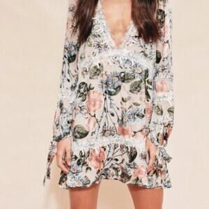 For Love & Lemons Luciana Lace Trim Women Dress Size XS